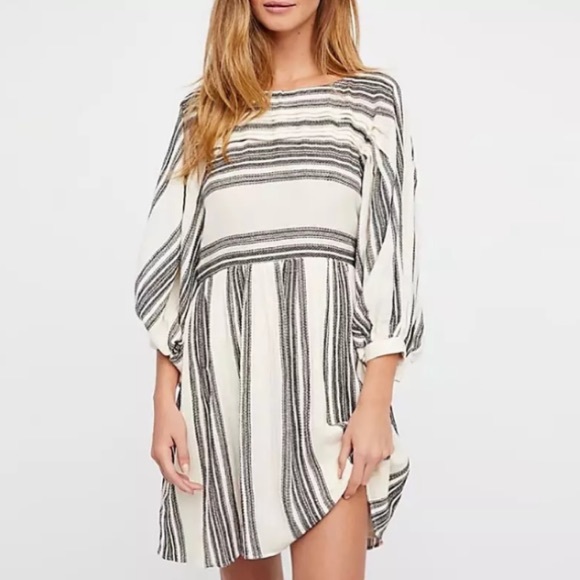 Lily Dolman Striped Wide Sleeve Boho Dress - Picture 2 of 4